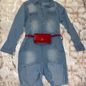 Long Sleeve Jean Romper 💙